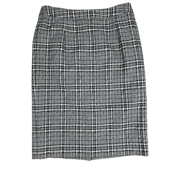 Pendleton Black & White Plaid Mini Pencil Skirt 100% Cotton - Picture 1 of 8